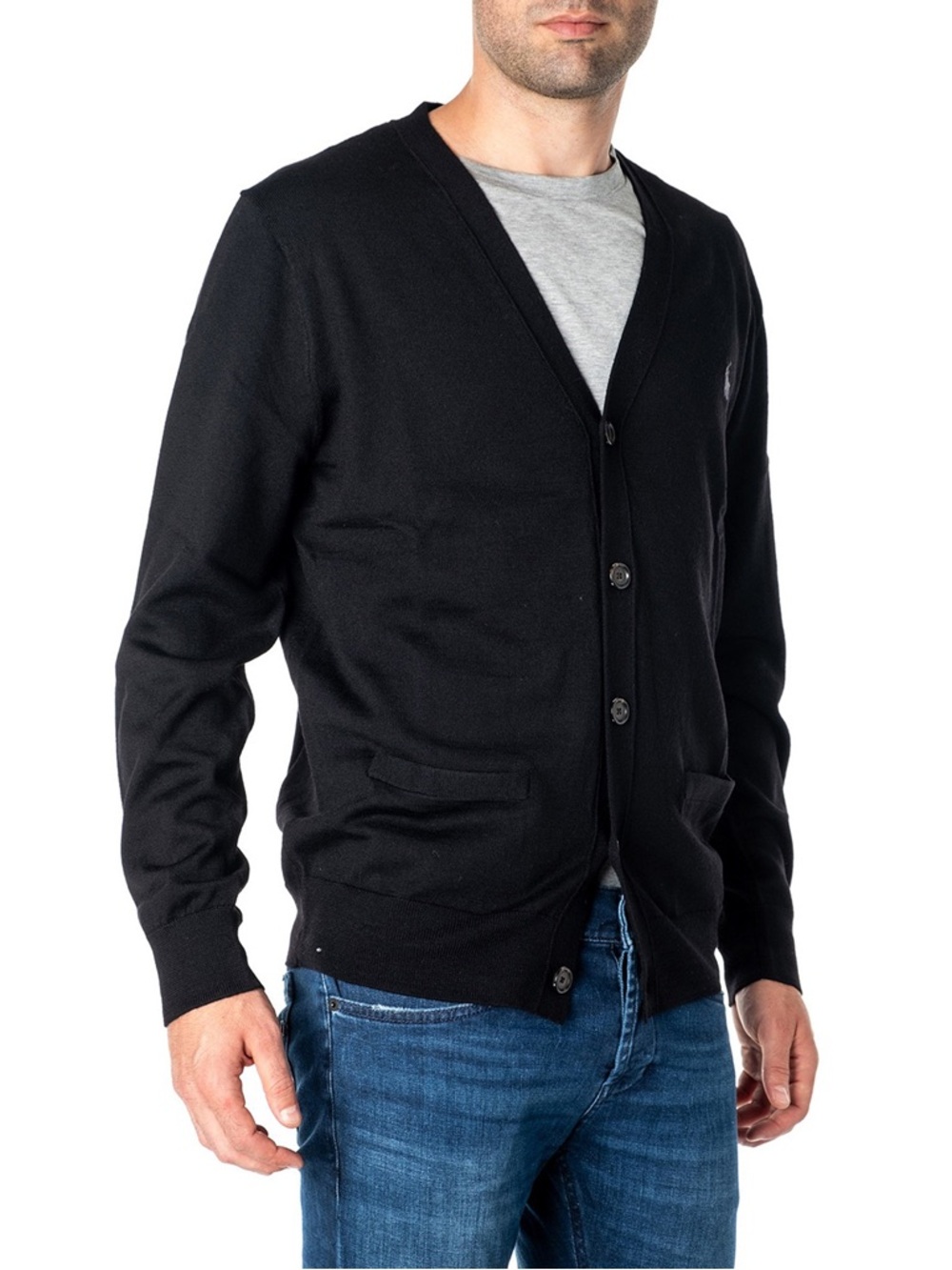 Polo Ralph Lauren Black V-Neck Pima Cotton Cardigan Preppy Classic Blue Label - Picture 5 of 5